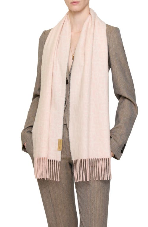 Burberry B Charm Anagram Double Face Cashmere Fringe Scarf In Pink