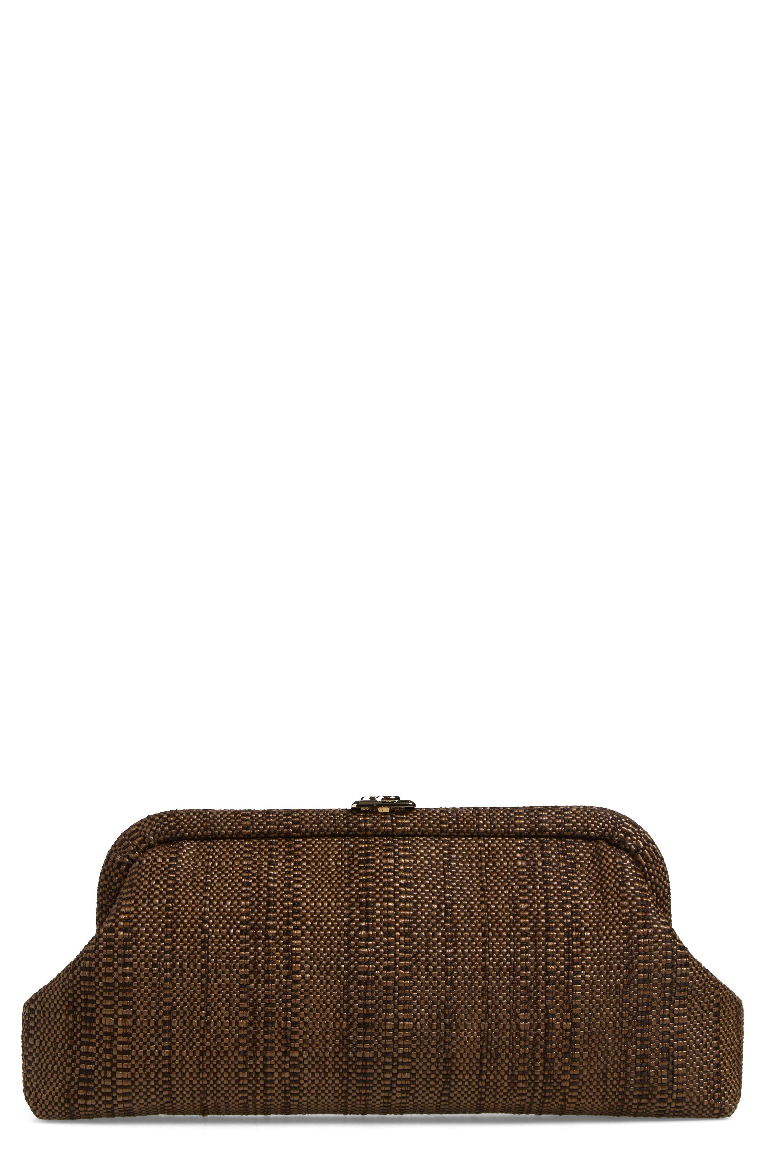 Skylar Raffia Clutch, Main, color, TAN/ LIGHT GOLD
