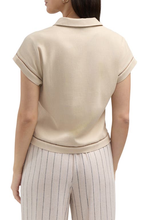 Ellen Tracy Johnny Collar Top In Linen