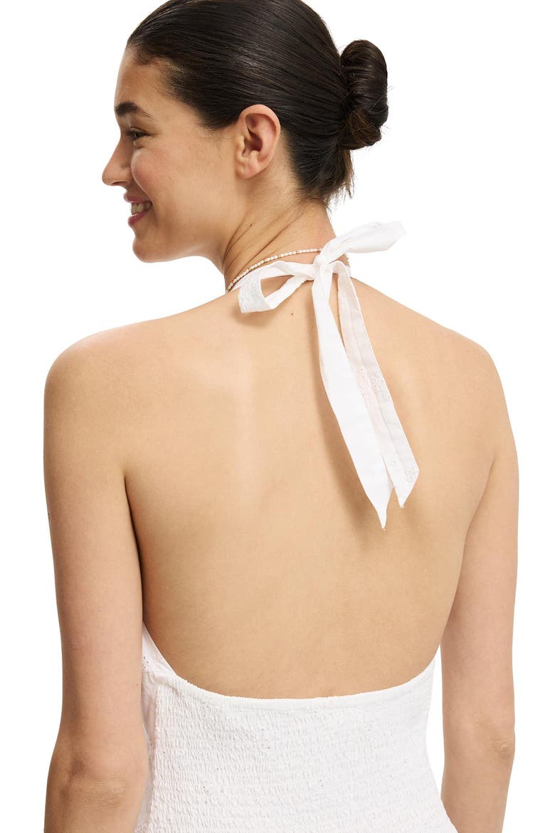 Women's Kaity Halter Midi Dress, Alternate, color, White Broderie