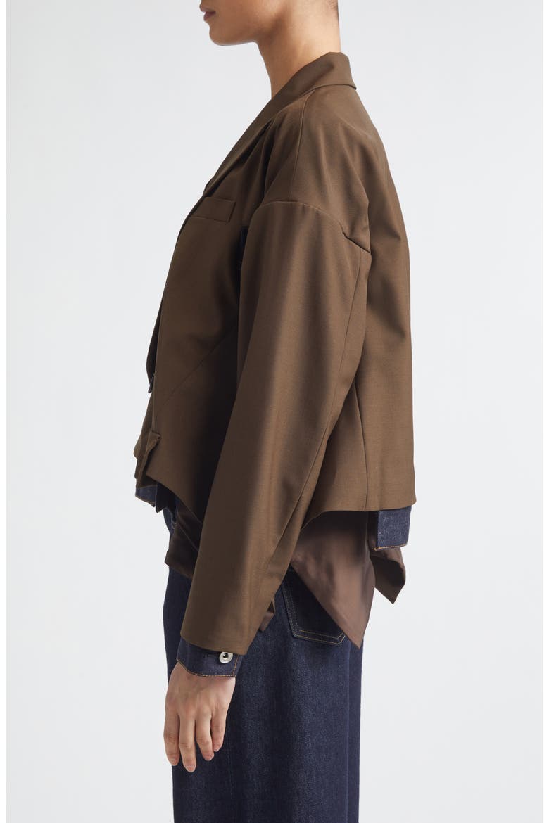 Double Breasted Suiting & Denim Jacket, Alternate, color, BROWN/ INDIGO