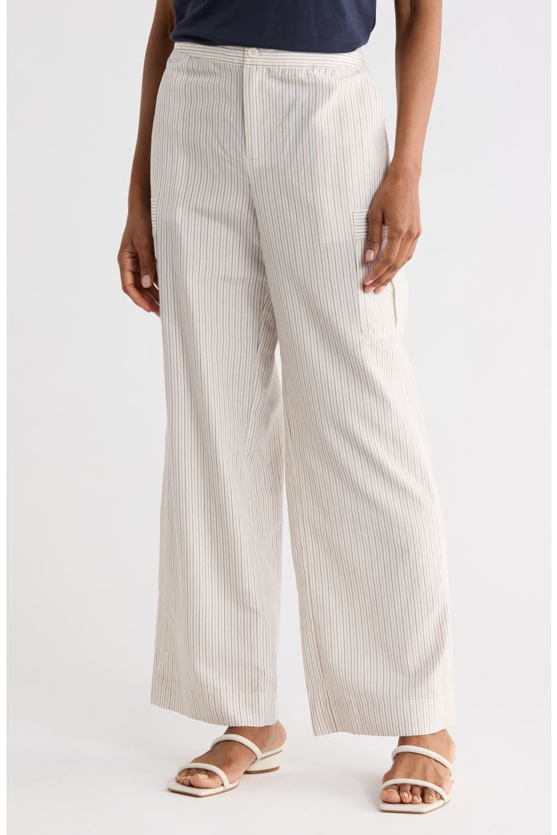 The Stripe Cotton & Silk Utility Pants, Main, color, CREAM MULTI
