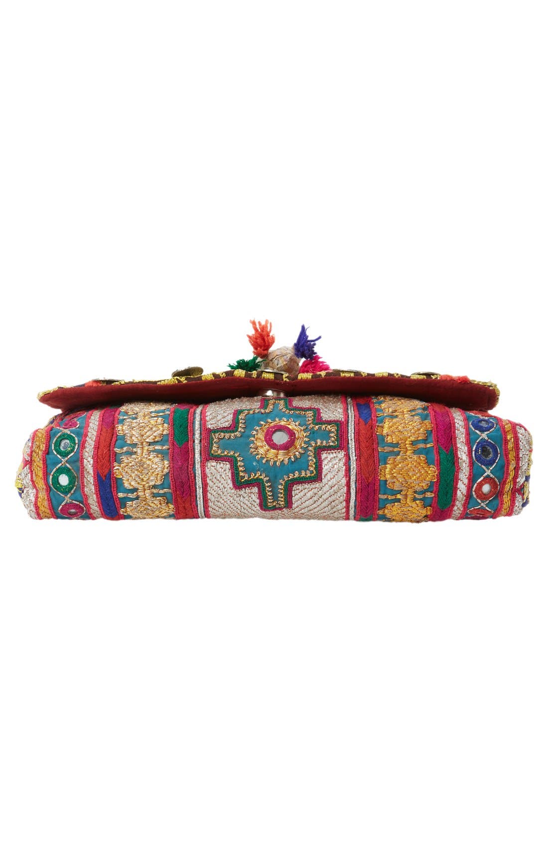 All Things Mochi 'Jaipur' Pompom Clutch, Alternate, color, 