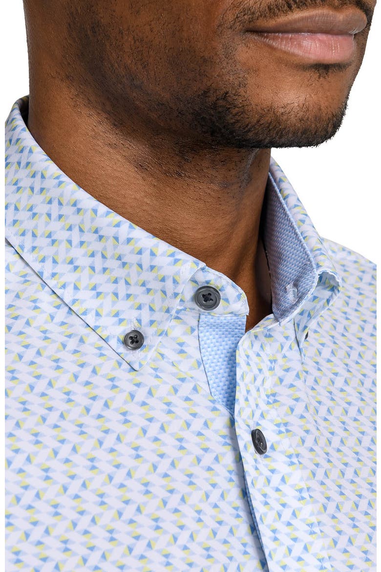 Slim Fit Zig Zag Woven Short Sleeve Basic Shirt, Alternate, color, WHITE/YELLOW