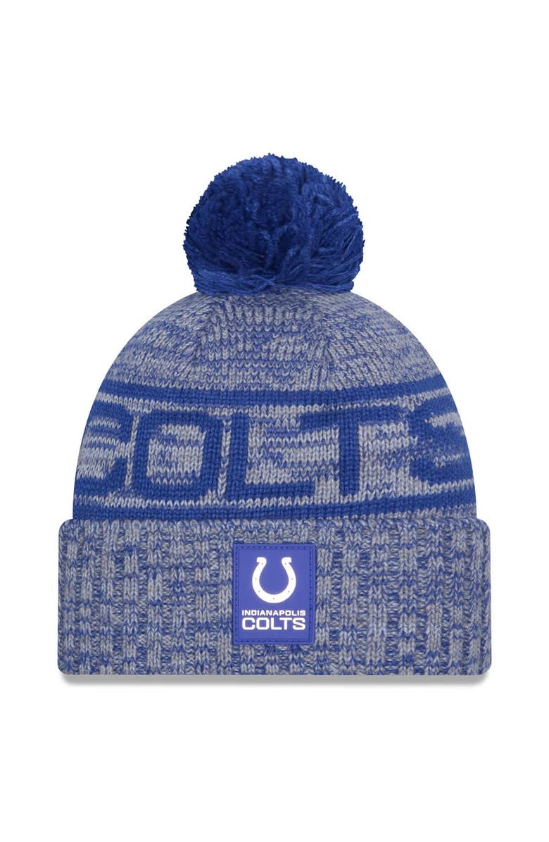 New Era Men's New Era Royal Indianapolis Colts 2025 Sideline Cold Weather Cuffed Knit Hat with Pom, Main, color, Royal