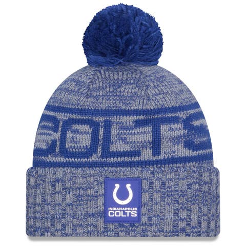 Men's New Era Royal Indianapolis Colts 2025 Sideline Cold Weather Cuffed Knit Hat with Pom