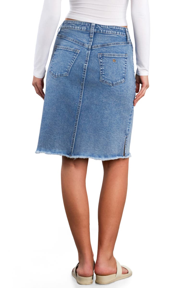 Wash Lab Denim Fray Hem Denim Skirt, Alternate, color, Sirius Blue