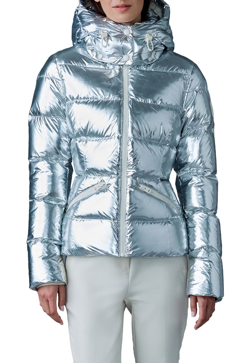 Madalyn Water Repellent Down Puffer Jacket, Main, color, SILVER