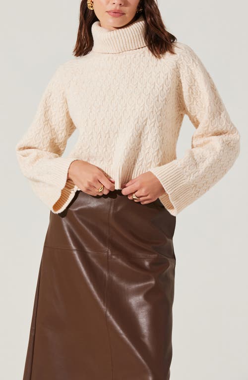 ASTR ASTR THE LABEL TEXTURED STITCH CROP TURTLENECK SWEATER 