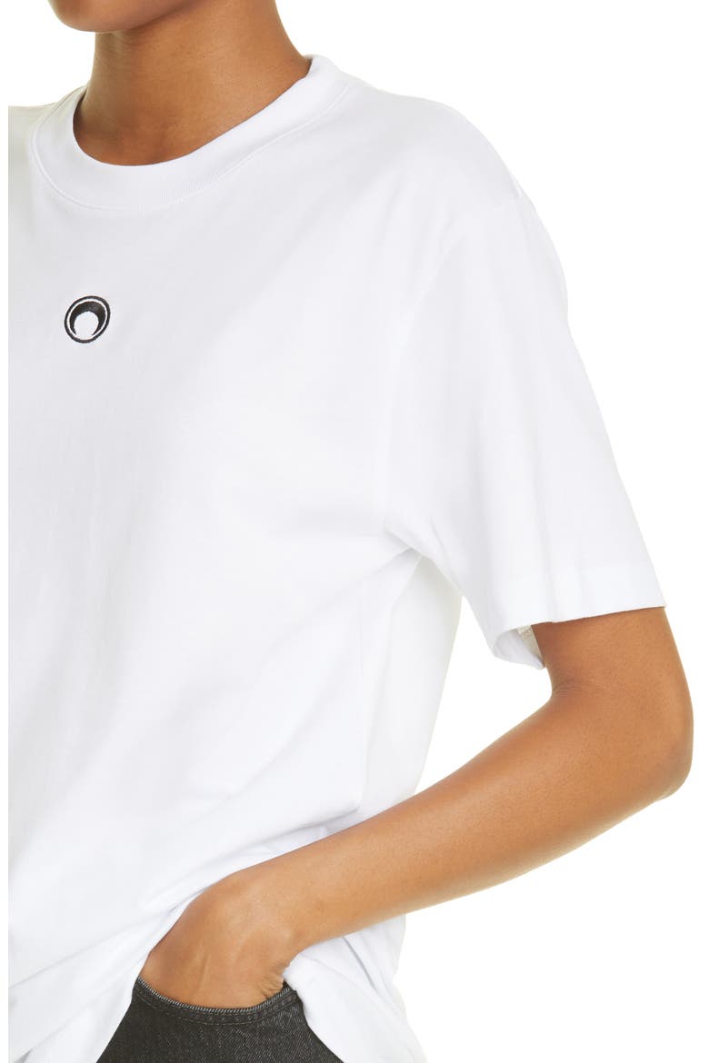 Embroidered Logo Oversize Organic Cotton T-Shirt, Alternate, color, WHITE