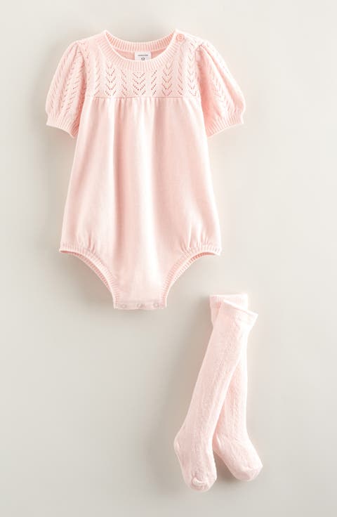 Pointelle Bubble Romper & Socks (Baby)