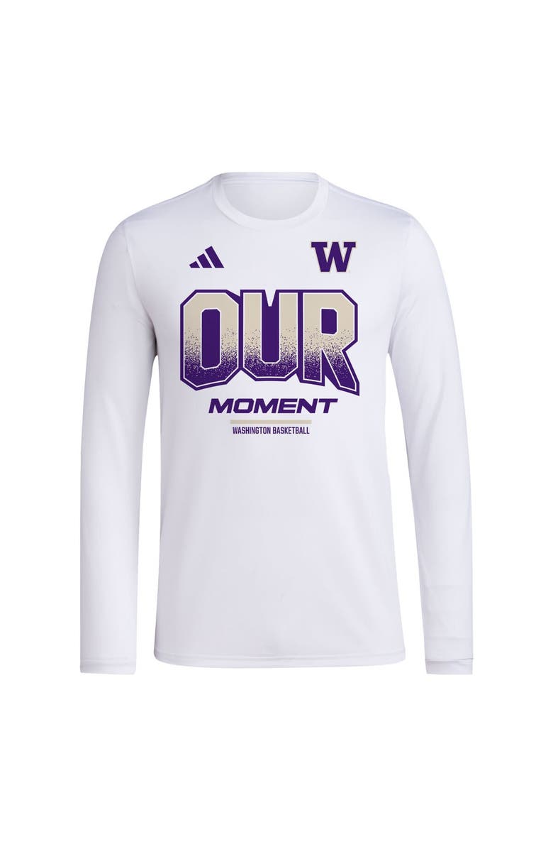 adidas Unisex adidas White Washington Huskies 2024 On-Court Bench Our Moment Long Sleeve T-Shirt, Alternate, color,