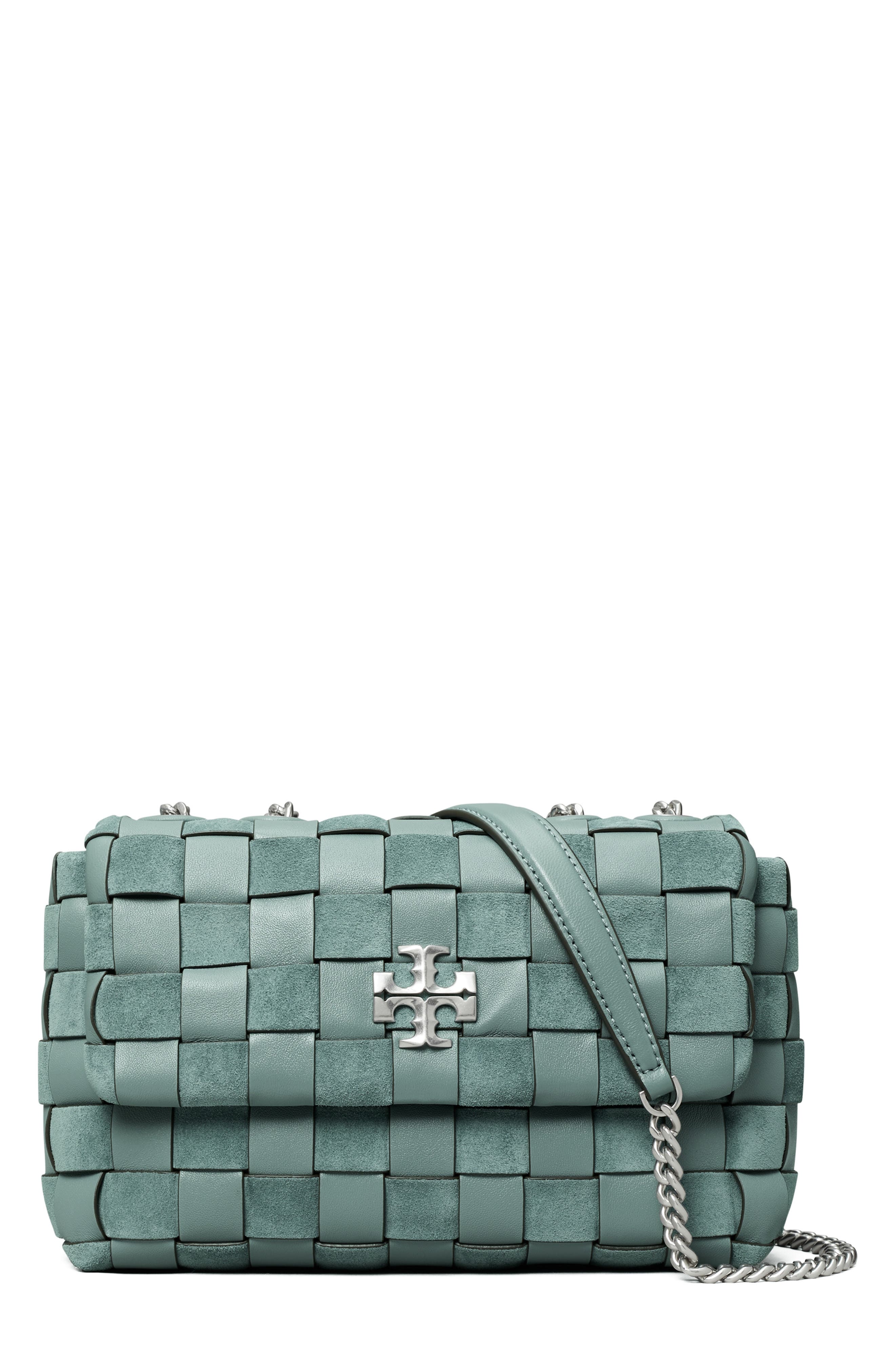 Tory Burch Kira Small Woven Leather Convertible Shoulder Bag, Main, color, 