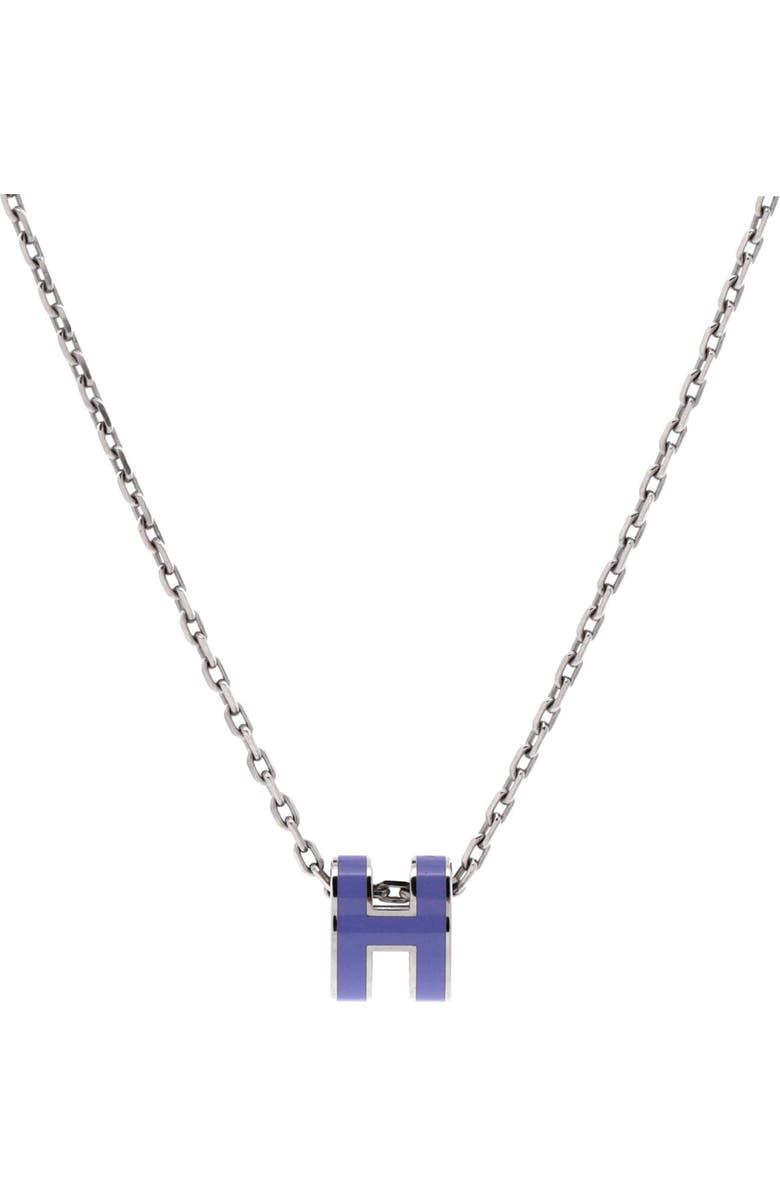 Pre-Owned Hermes Pop H Pendant Chain Necklace Metal and Enamel Mini, Main, color, Purple