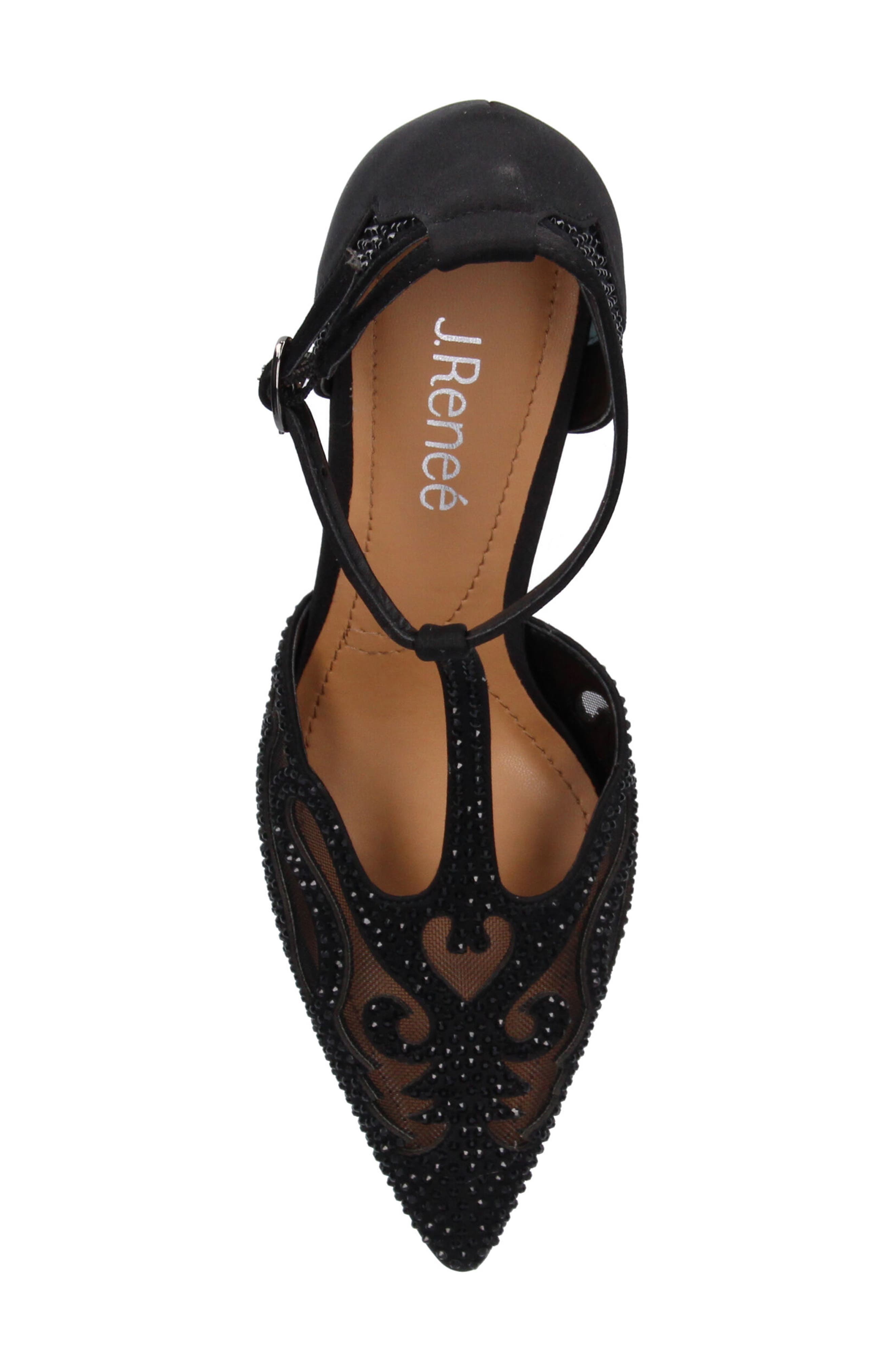 J. Reneé Lisha Rhinestone Pointed Toe Pump, Alternate, color, Black