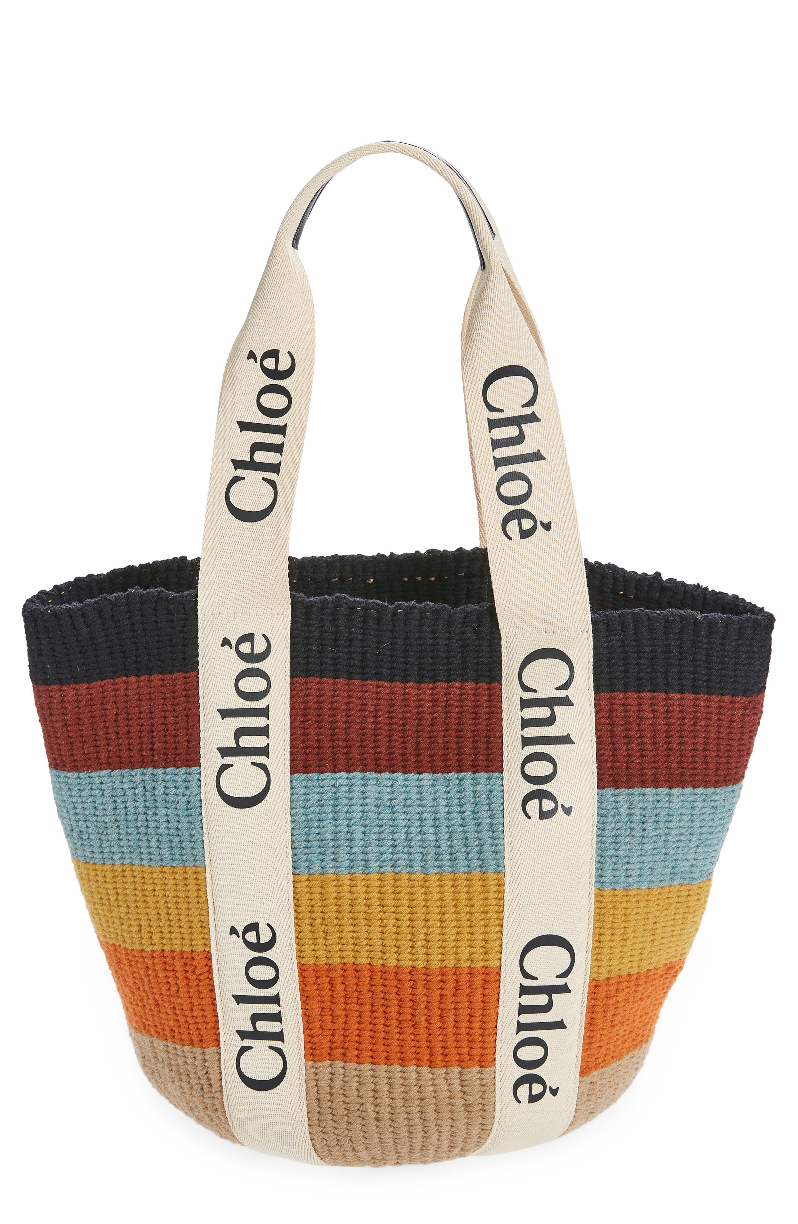 Chloé x Mifuko Large Woody Stripe Basket Tote, Main, color, 