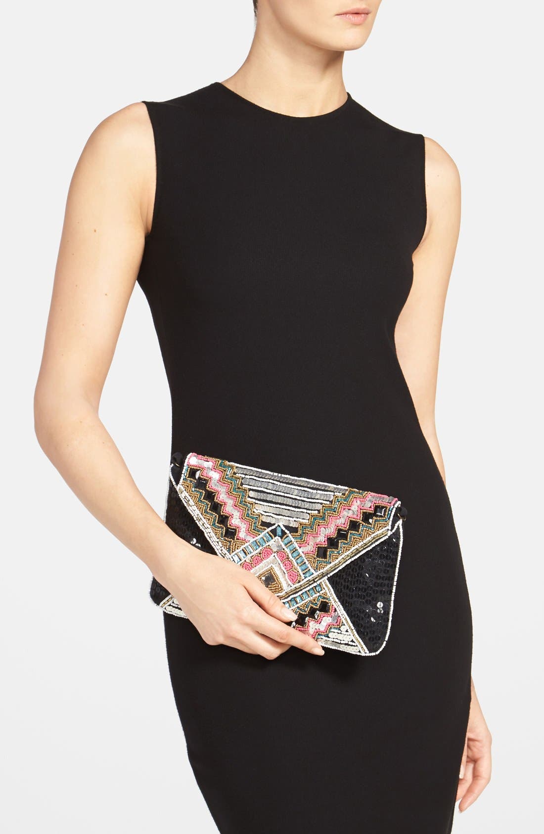 Beaded Envelope Clutch, Alternate, color, MULTI