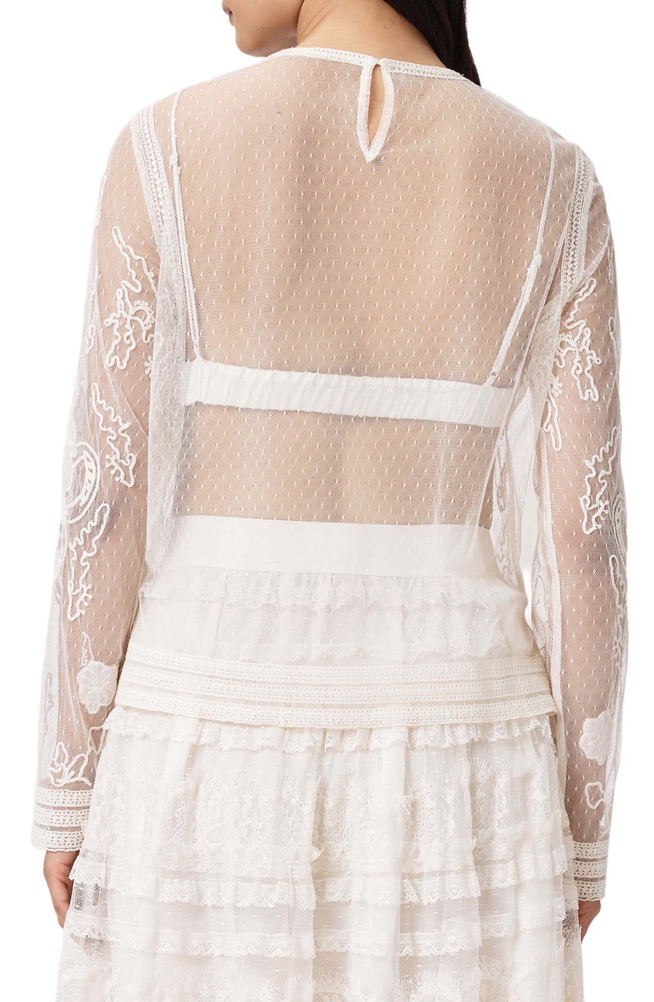 Arlea Embroidered Sheer Mesh Top - image 2