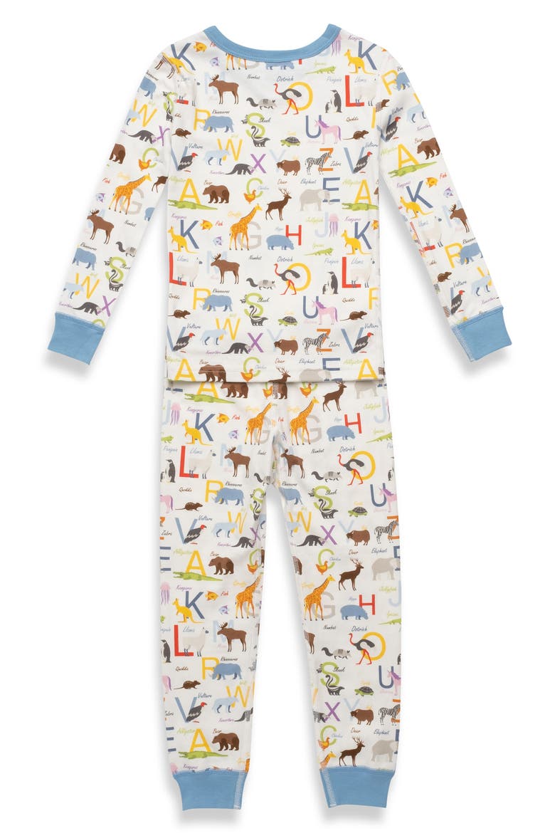 Kids' ABC Animals Fitted Two-Piece Pajamas, Alternate, color, WHITE