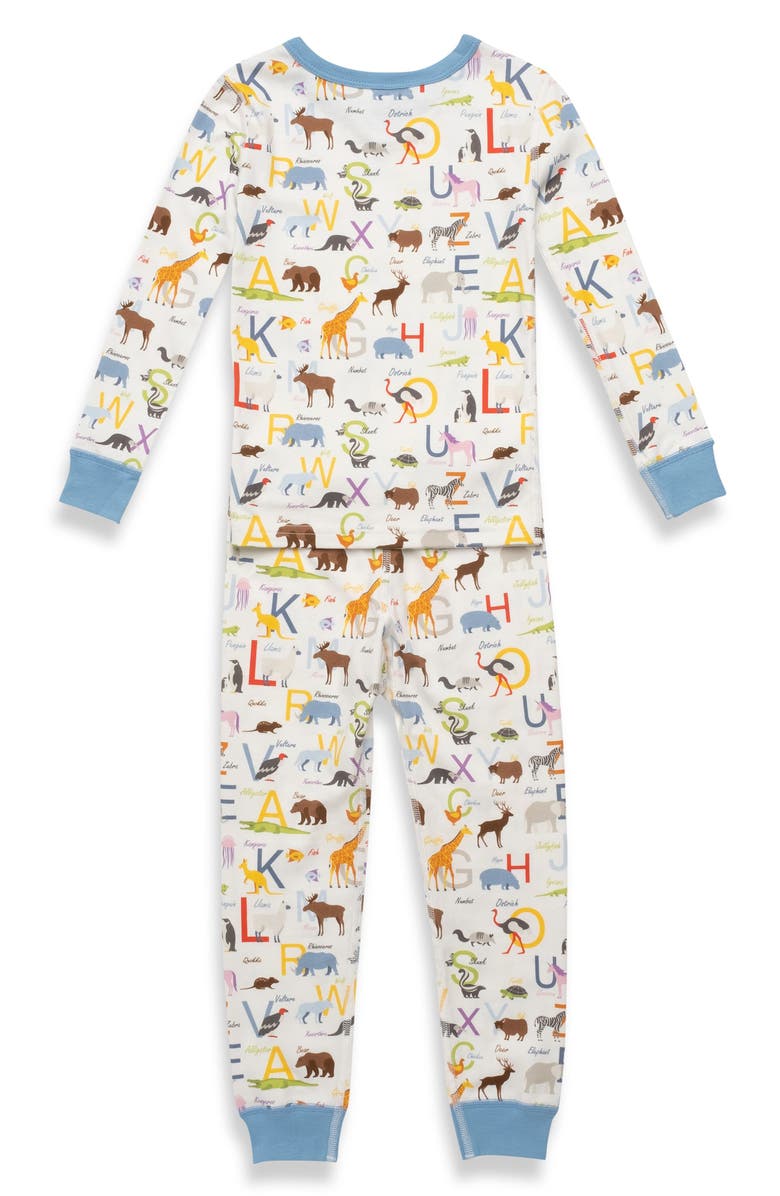 Pajamas for Peace Kids' ABC Animals Fitted Two-Piece Pajamas, Alternate, color, 