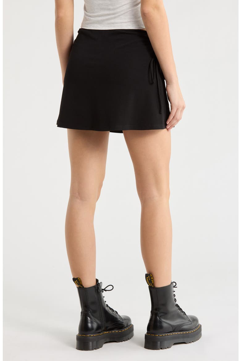 Side Tie Miniskirt, Alternate, color, BLACK