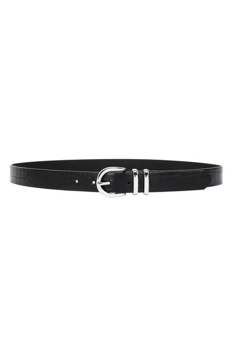 Croc Embossed Faux Leather Belt