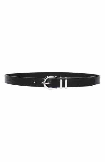 Linea Pelle Croc Embossed Faux Leather Belt