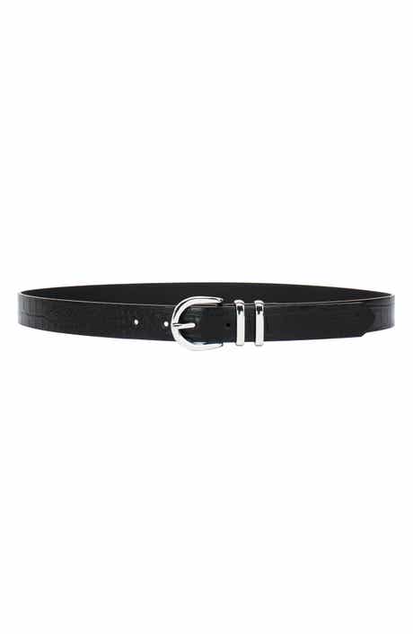 Linea Pelle Croc Embossed Faux Leather Belt