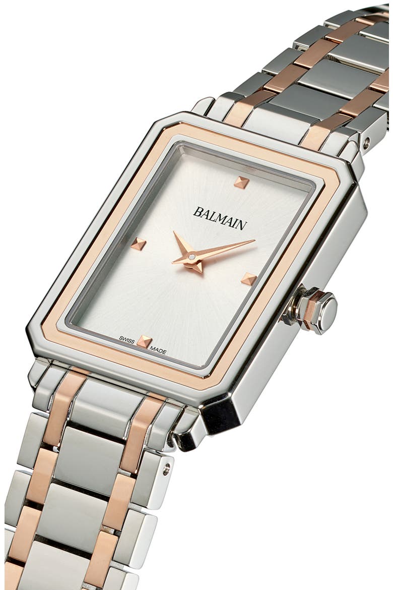 Eirini Two-Tone Bracelet Watch, 25mm x 33mm, Alternate, color, STAINLESS STEEL/ROSE GOLD/ PVD COATING