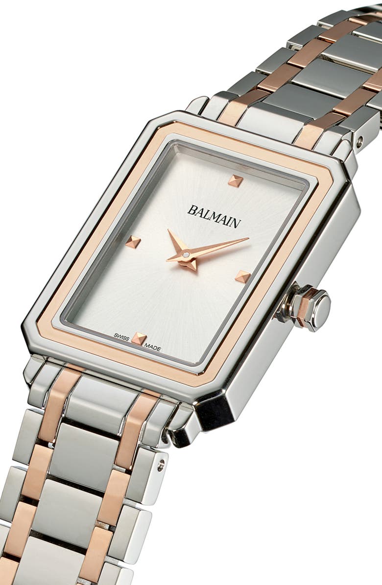 BALMAIN WATCHES Eirini Two-Tone Bracelet Watch, 25mm x 33mm, Alternate, color, Stainless Steel/Rose Gold/ Pvd Coating