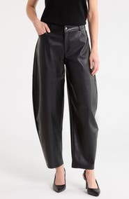 Ellen Tracy Faux Leather Ankle Barrel Leg Pants