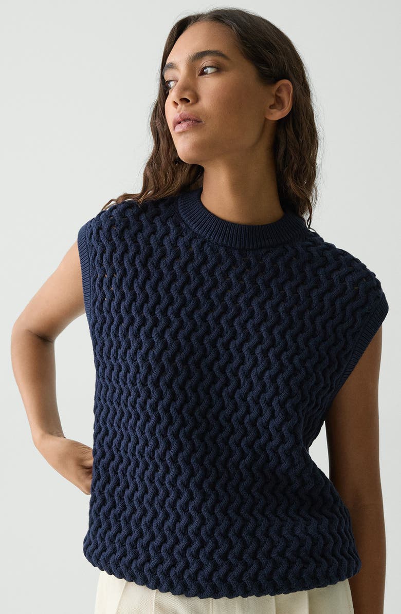 Theory Open Stitch Sweater Vest, Alternate, color, Navy