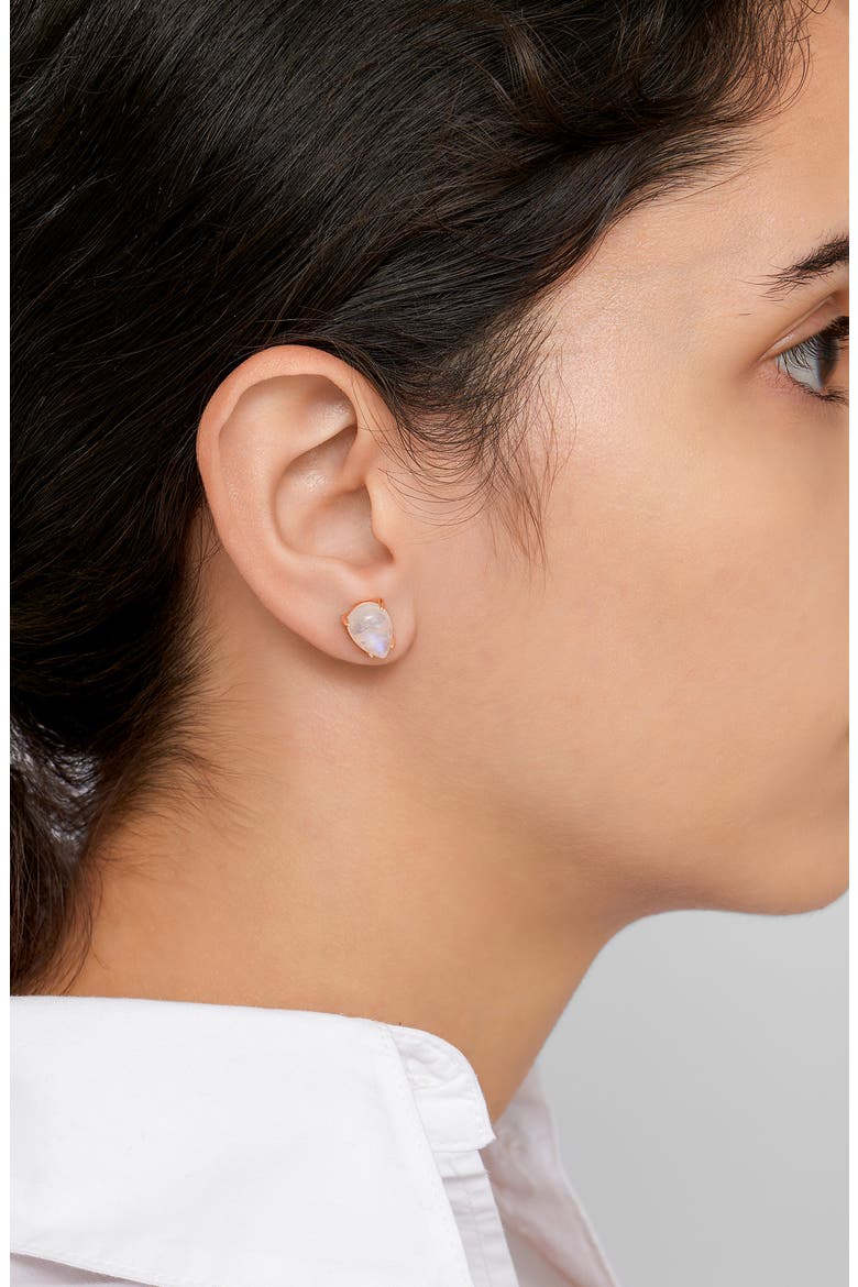 Moonstone Pear Stud Earrings, Alternate, color, WHITE