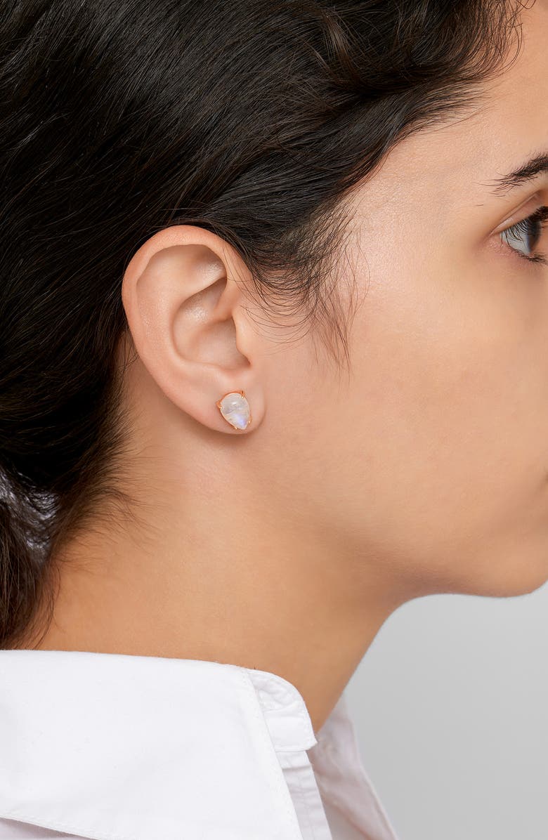 ADORNIA FINE Moonstone Pear Stud Earrings, Alternate, color, White
