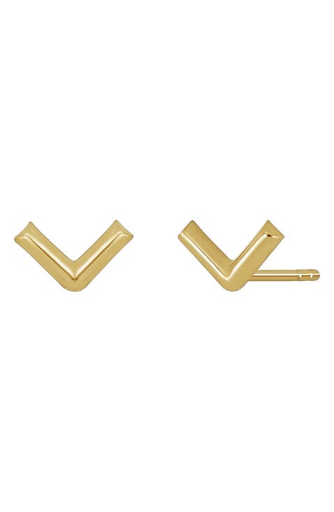 14K Gold Chevron Earrings