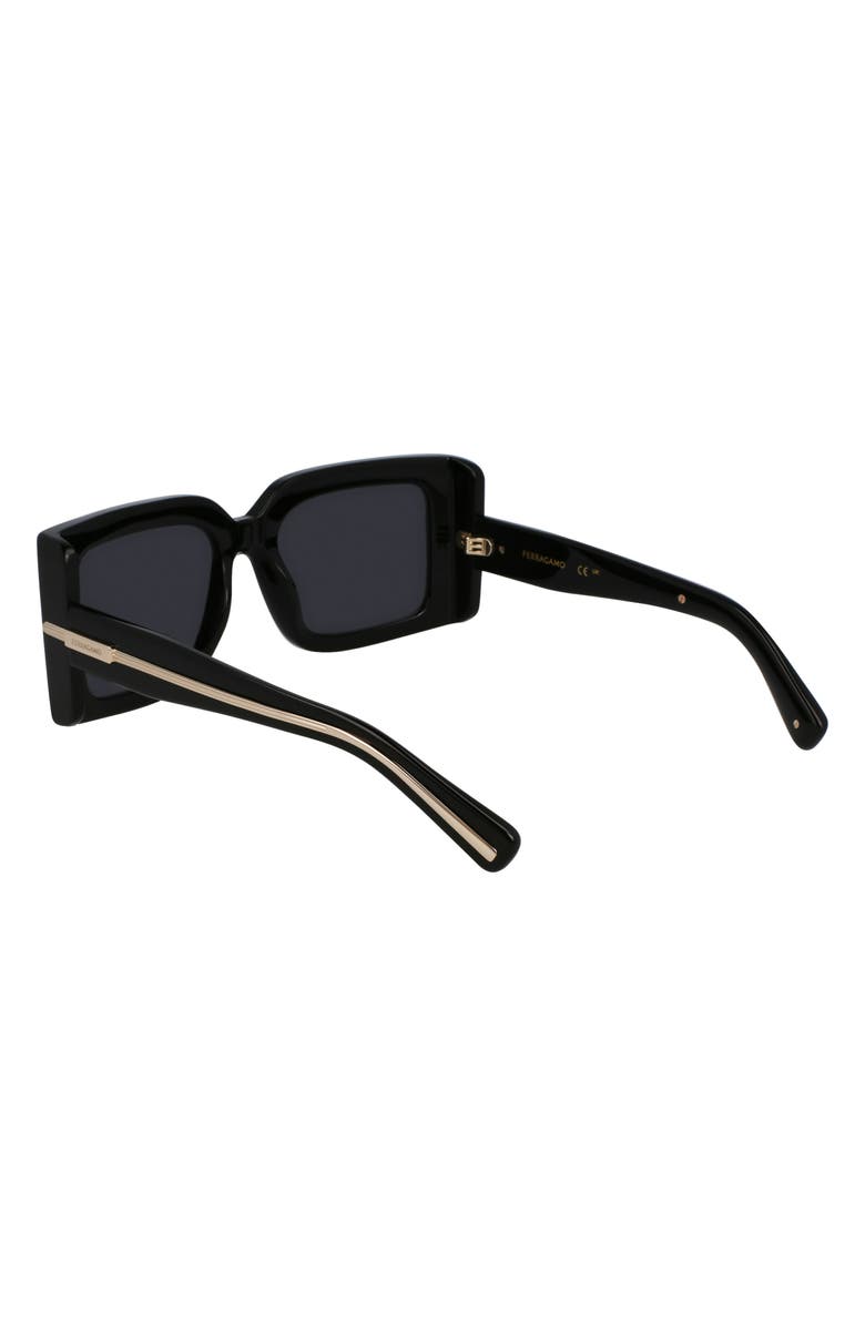 FERRAGAMO Prisma 55mm Modified Rectangular Sunglasses, Alternate, color, Black