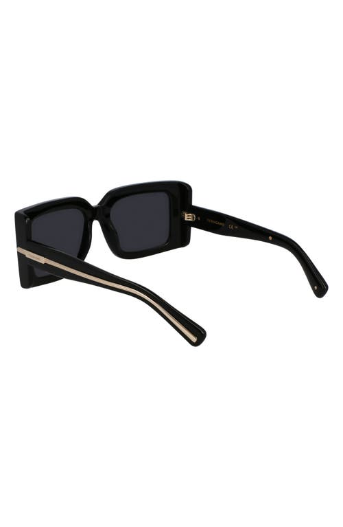 Ferragamo Prisma Modified Acetate Rectangle Sunglasses In Black