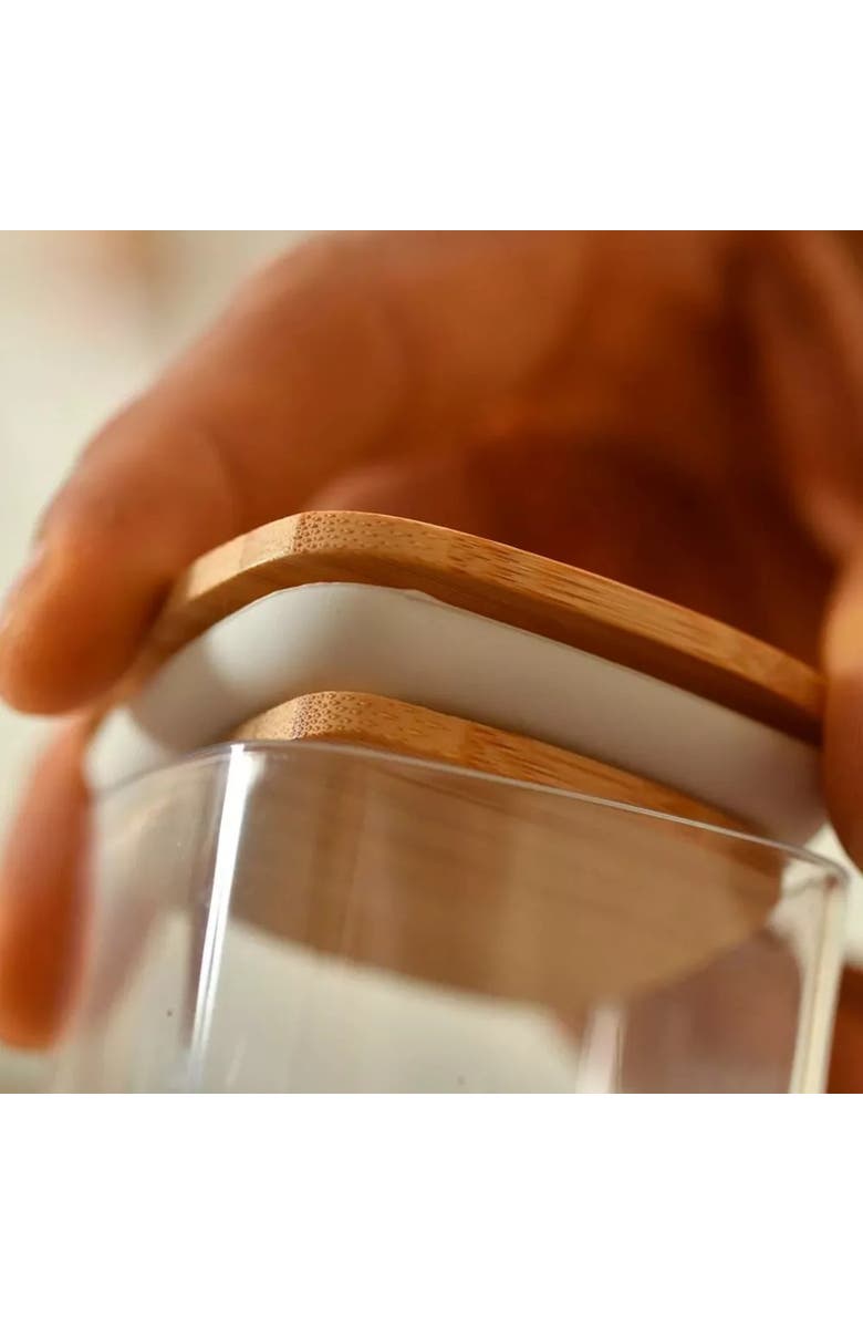 OU Clear Stackable Airtight Food Storage Container with Wood Lid, Alternate, color, Clear