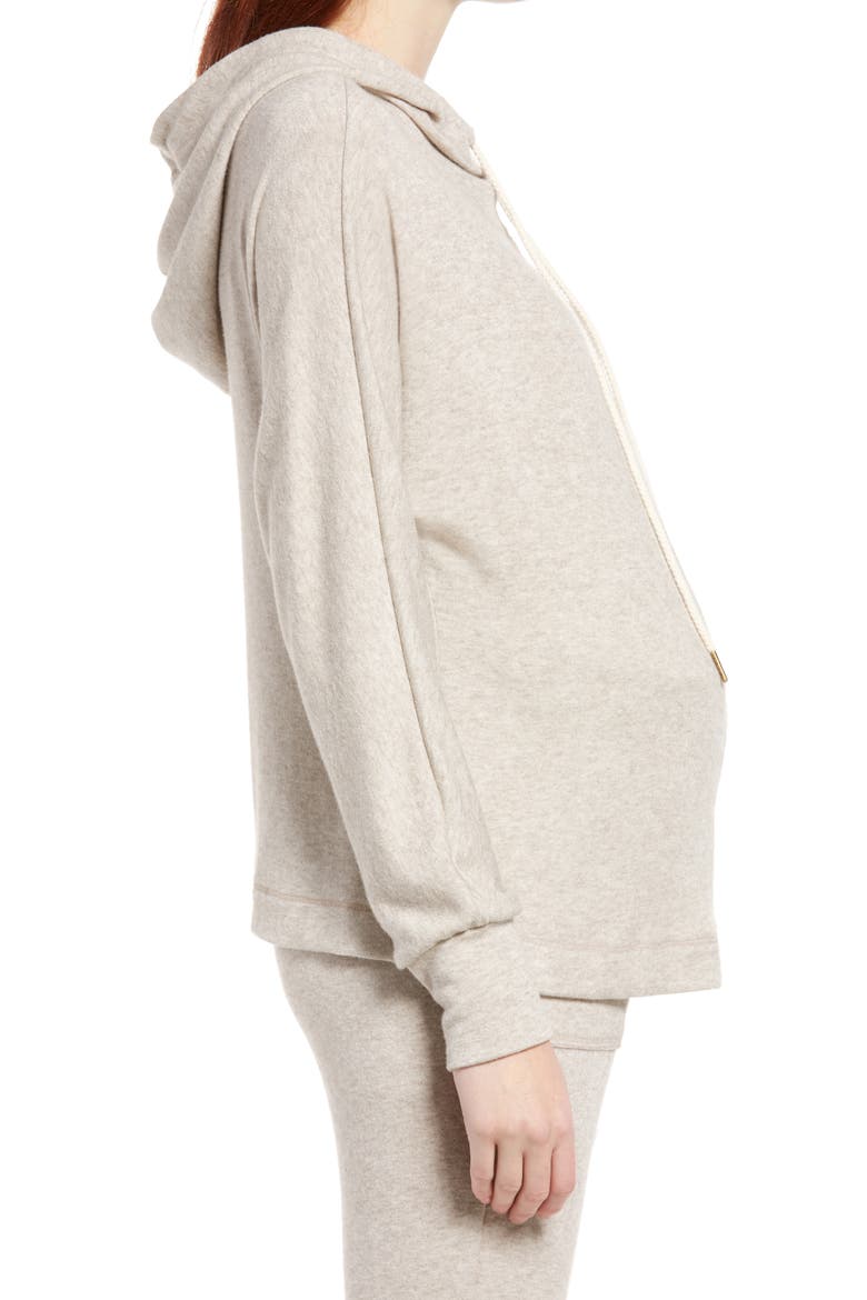 Knit Maternity Hoodie, Alternate, color, OATMEAL