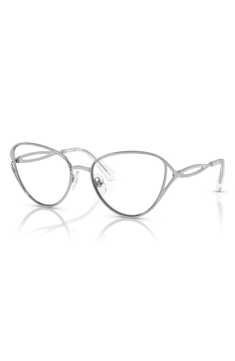 Swarovski 57mm Cat Eye Optical Glasses, Alternate, color, Silver