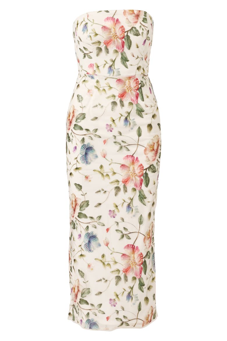 Strapless Column Gown, Alternate, color, IVORY MULTI
