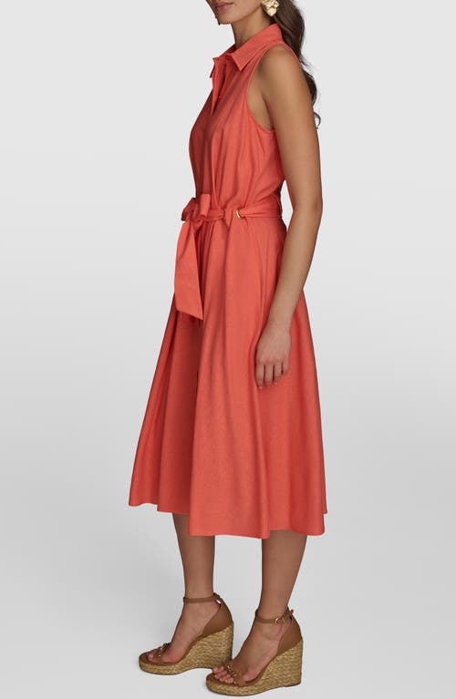 Donna Karan New York Sleeveless Linen Blend Shirtdress In Spring Mel