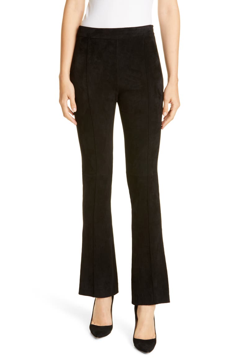 Stretch Suede Kick Pants, Main, color, BLACK