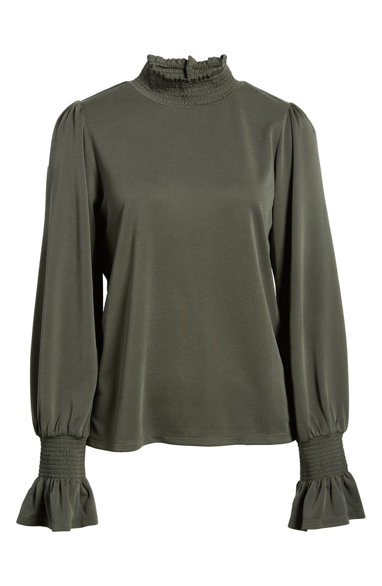 Wit & Wisdom Smocked Mock Neck Top, Alternate, color,