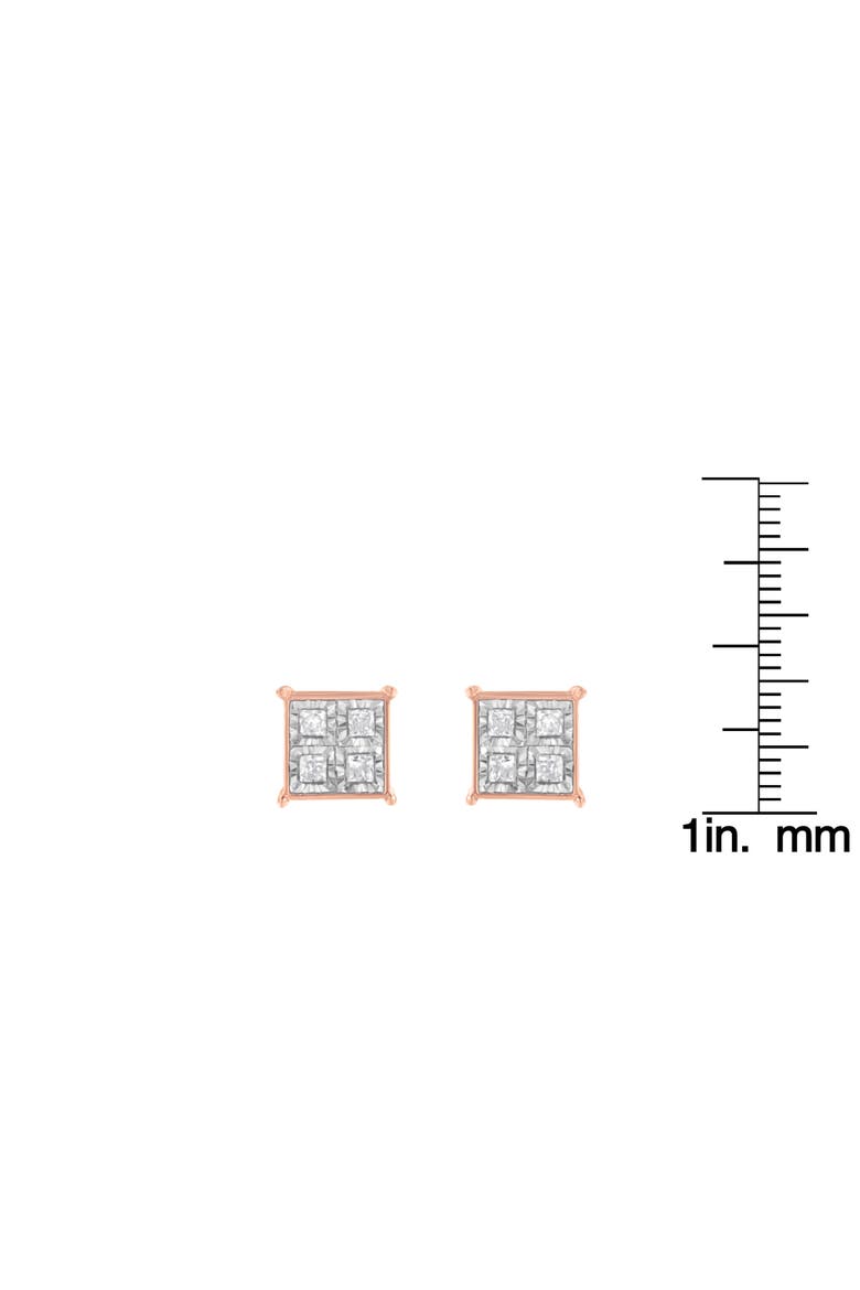 Rose Gold Plated Silver Diamond Composite Stud Earrings, Alternate, color, Pink