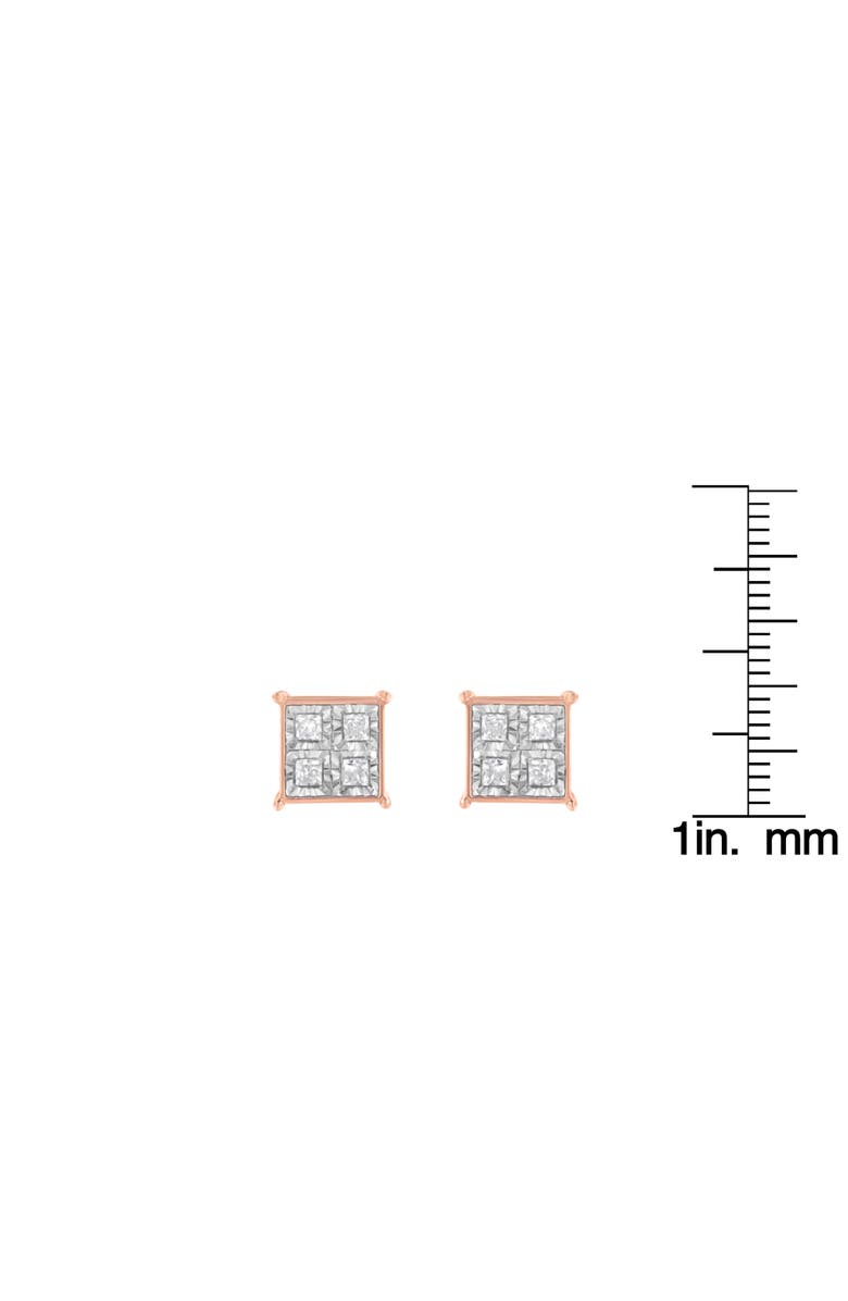 Haus of Brilliance Rose Gold Plated Silver Diamond Composite Stud Earrings, Alternate, color, Pink