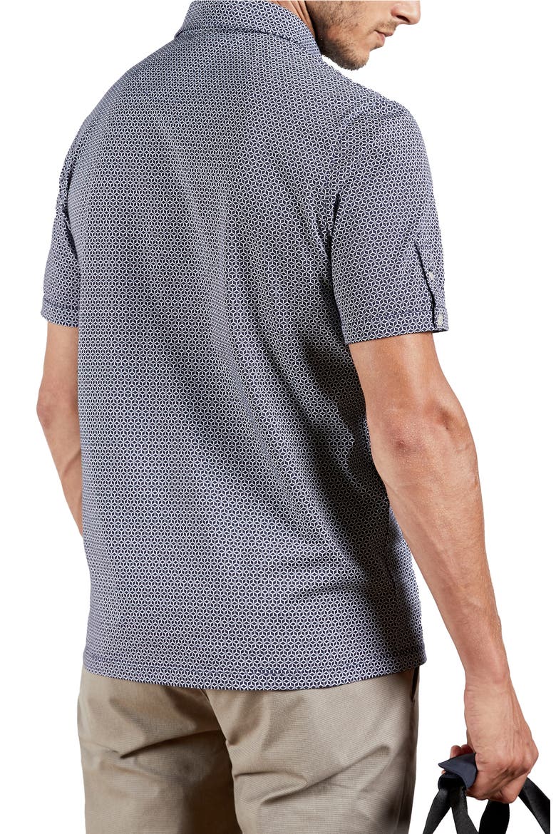 Limbo Slim Fit Geometric Print Polo, Alternate, color, DARK BLUE