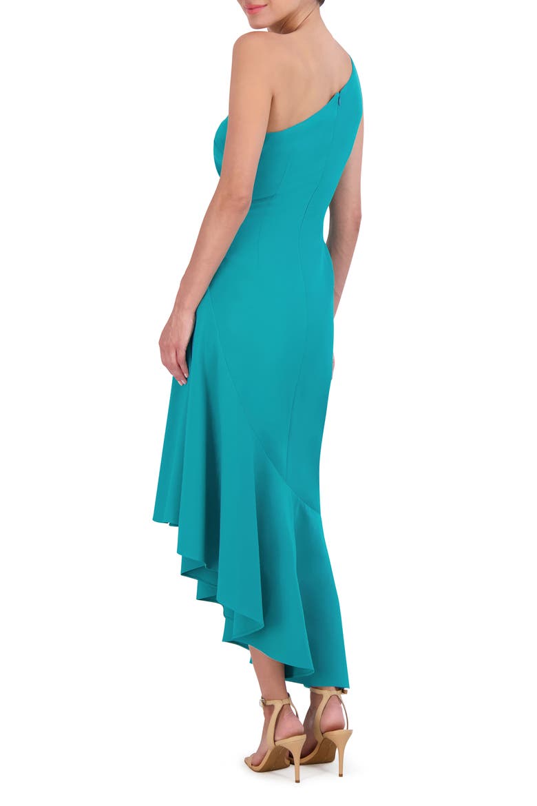 One-Shoulder Midi Cocktail Dress, Alternate, color, TURQUOISE