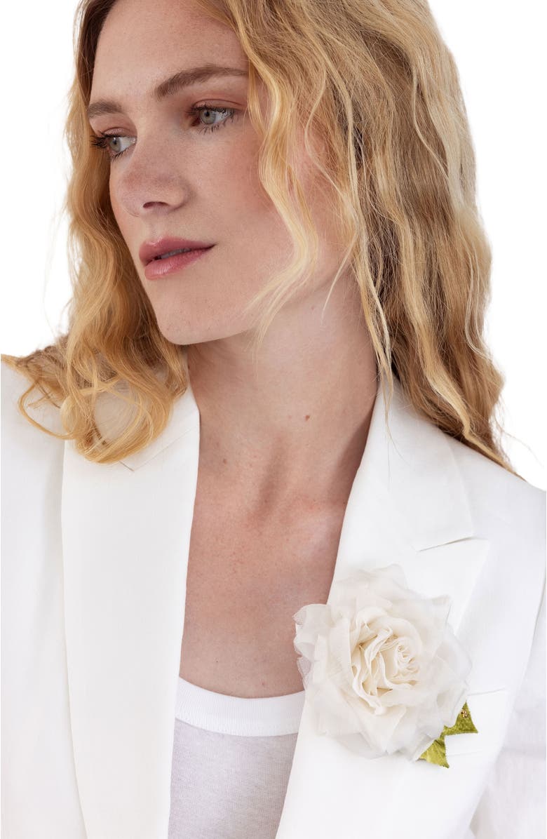Helena Simon The White Rose Floral Brooch, Alternate, color, White