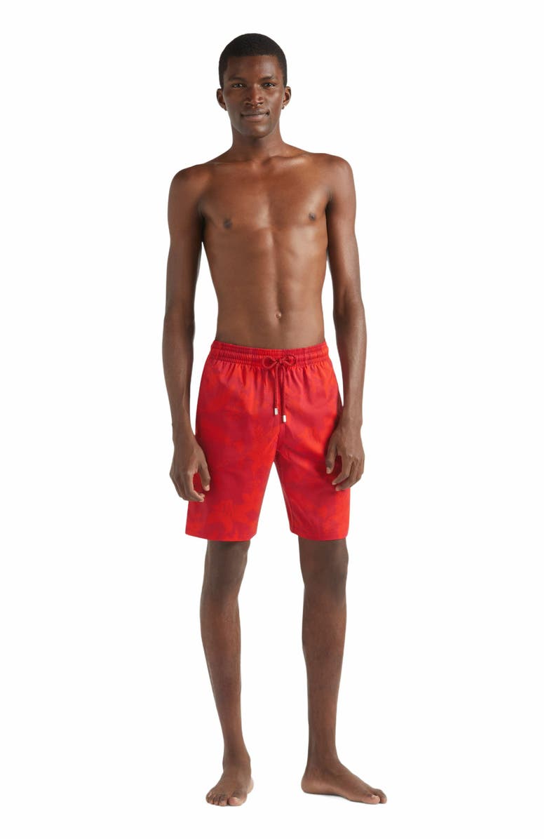 Vilebrequin Men's Disco Stars Long Stretch Swim Shorts, Main, color, Lipstick